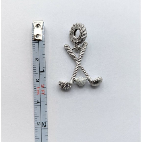 Judith Ripka Sterling Silver Enamel CZ Golf Ball Clubs Bead Charm - Picture 10 of 10